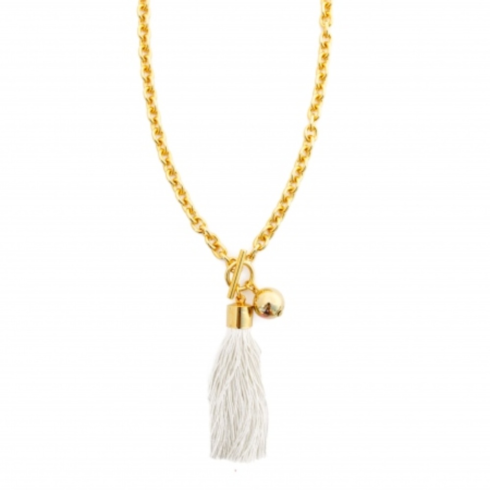 White Desert Sun Fringe Necklace
